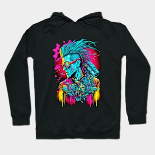 Neon Cyberpunk Hacker - V1.05 Hoodie